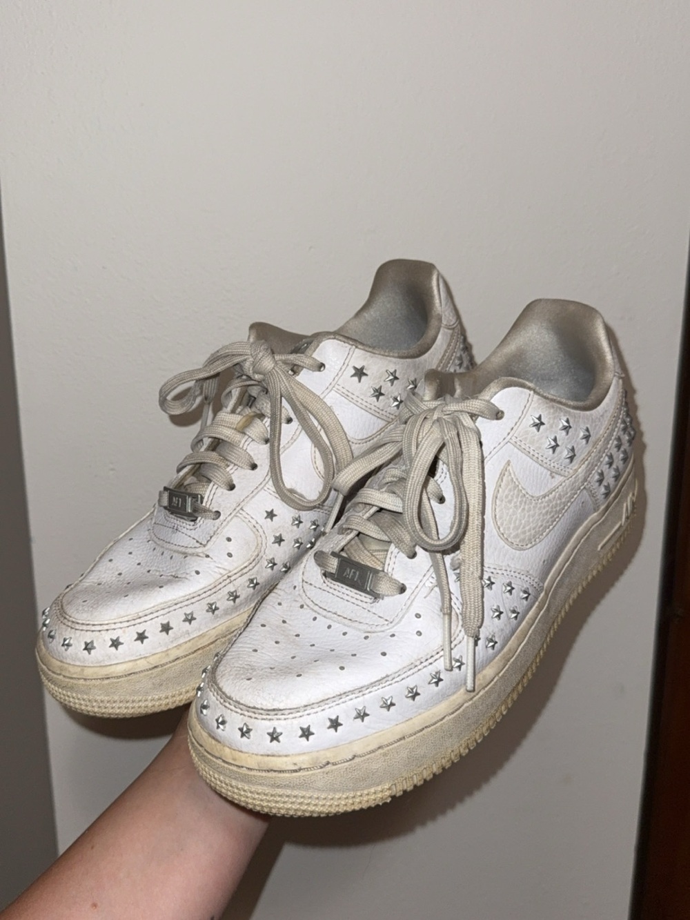 Nike White Metallic Star-Accent Air Force Ones
